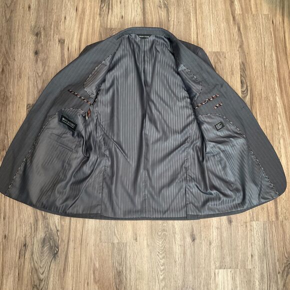 Bocaccio Uomo‎ 44R 38x30 2Pc Dark Gray 3 Button Suit Jacket Pleated Front Pants - Picture 3 of 15